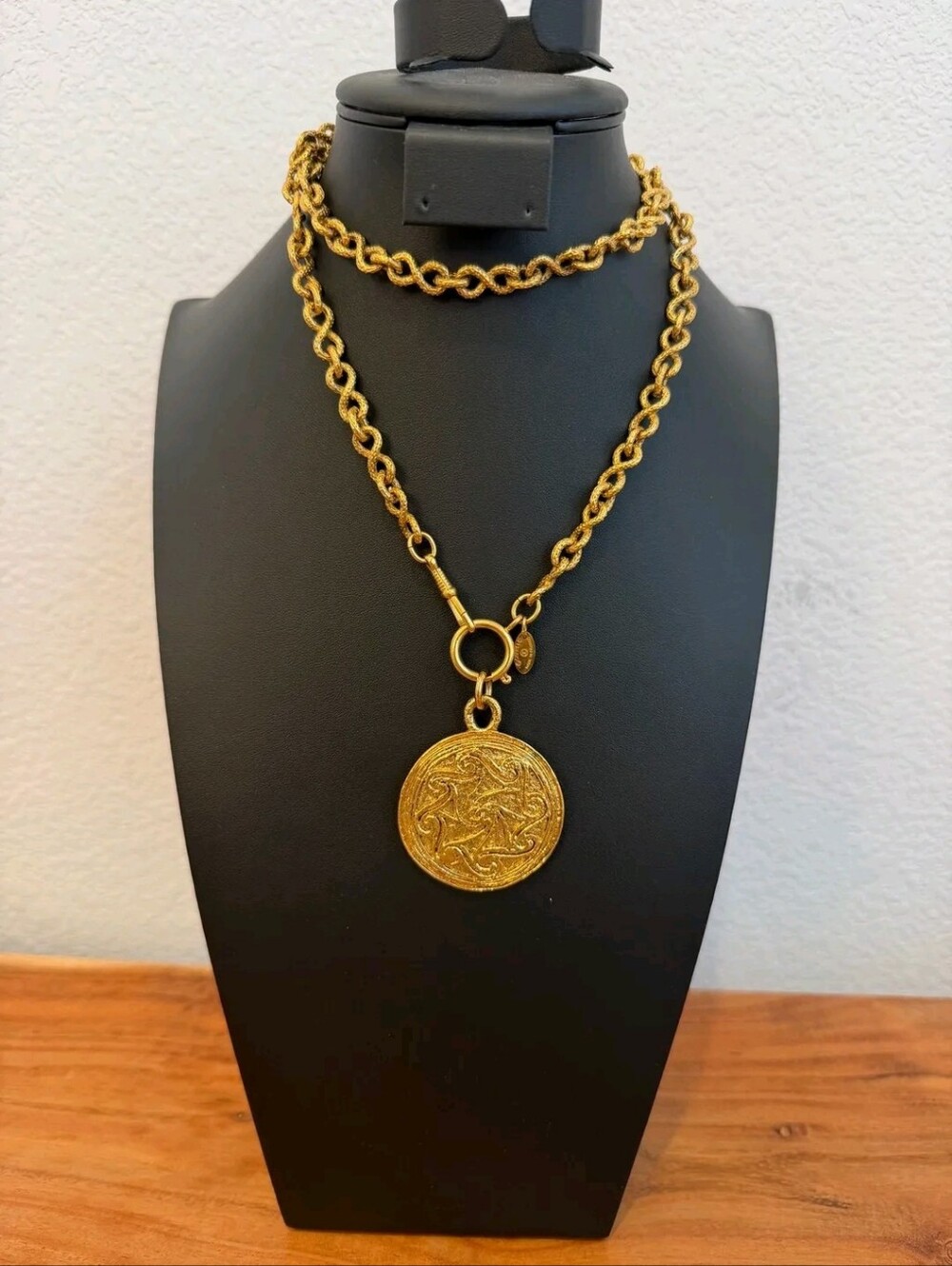 Chanel Vintage CC Celtic Medallion Chain Pendant Necklace with Figure 8 Chain.